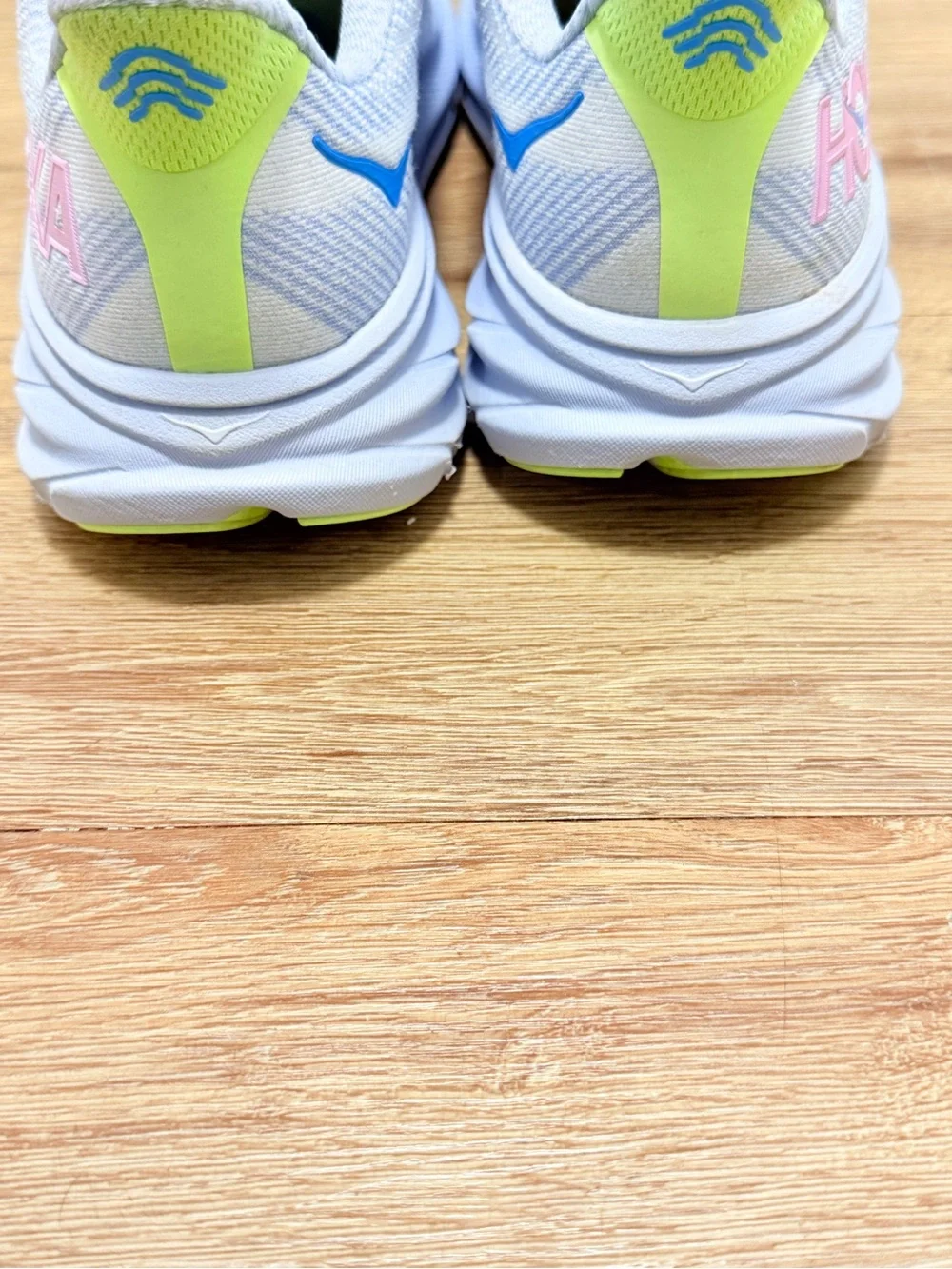 Hoka Men's Light Blue Athletic Running Shoes with Neon Accent